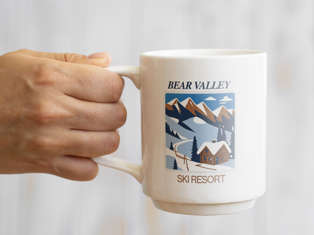 Enjoy your favorite hot beverage with this Bear Valley mockup for a mug showcasing the region’s unique appeal. Dishwasher-safe and crafted to last, it is ideal for coffee or tea lovers and makes a wonderful keepsake for fans of nature.