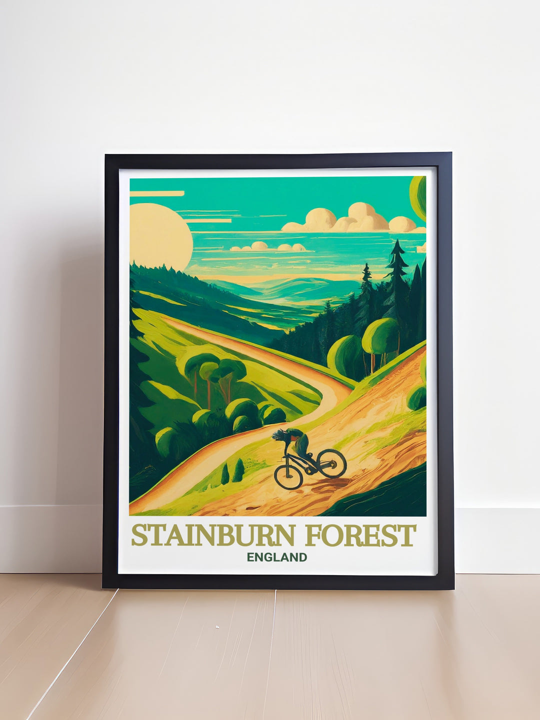 Stainburn Forest Mountain Bike Trails poster is perfect for mountain biking enthusiasts and outdoor adventure lovers. Add this stunning art print to your collection and bring the excitement of cycling through Yorkshires famous MTB trails into your home decor.