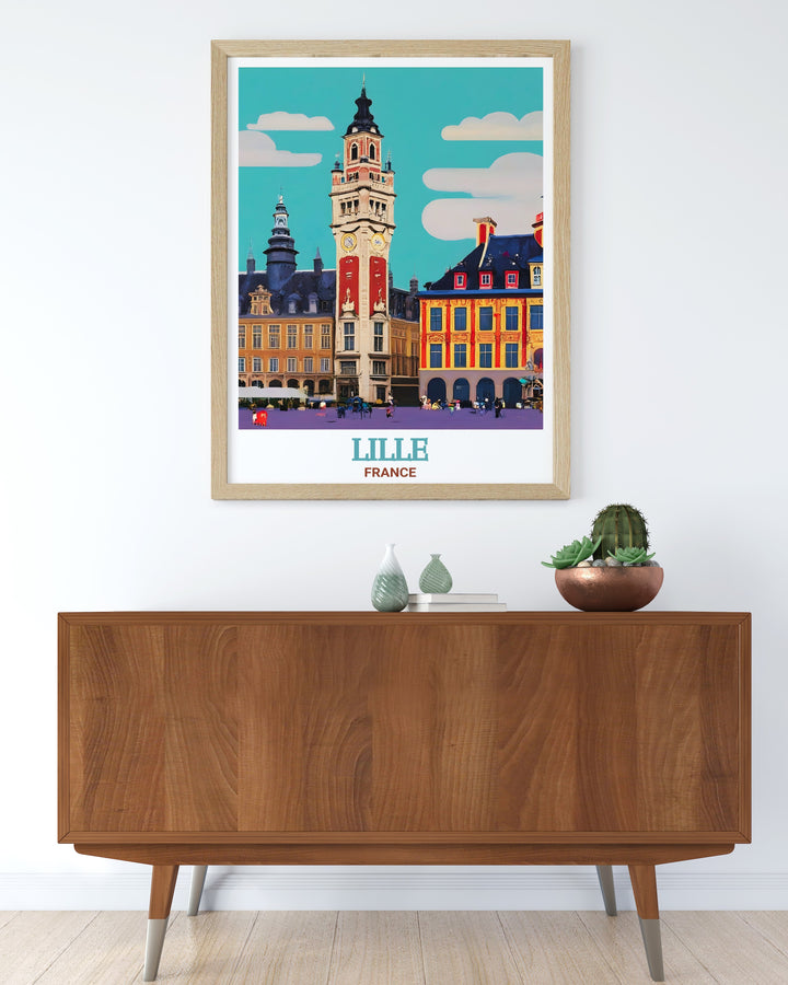 A canvas art print of Grand Place in Lille, showcasing the lively square with its stunning buildings and classical French architecture. Perfect for adding a touch of European charm to any room, this artwork captures the essence of one of Lilles most iconic spots.