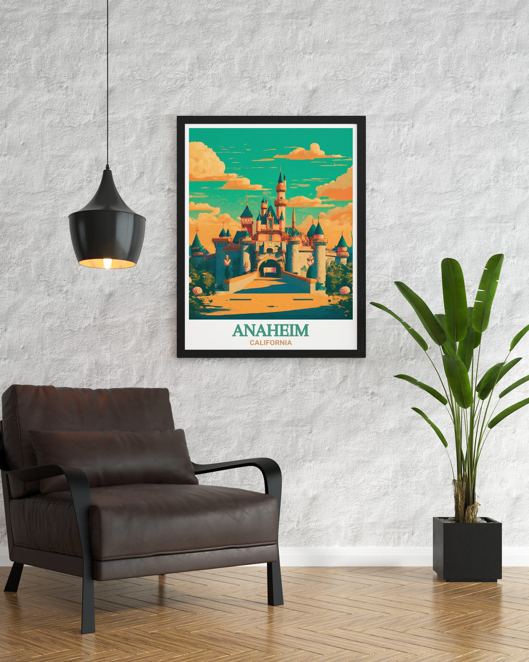 Poster of Anaheims Disneyland Resort capturing the essence of the parks unique charm and magical spirit. Perfect for enhancing your living space with a touch of Disney magic.