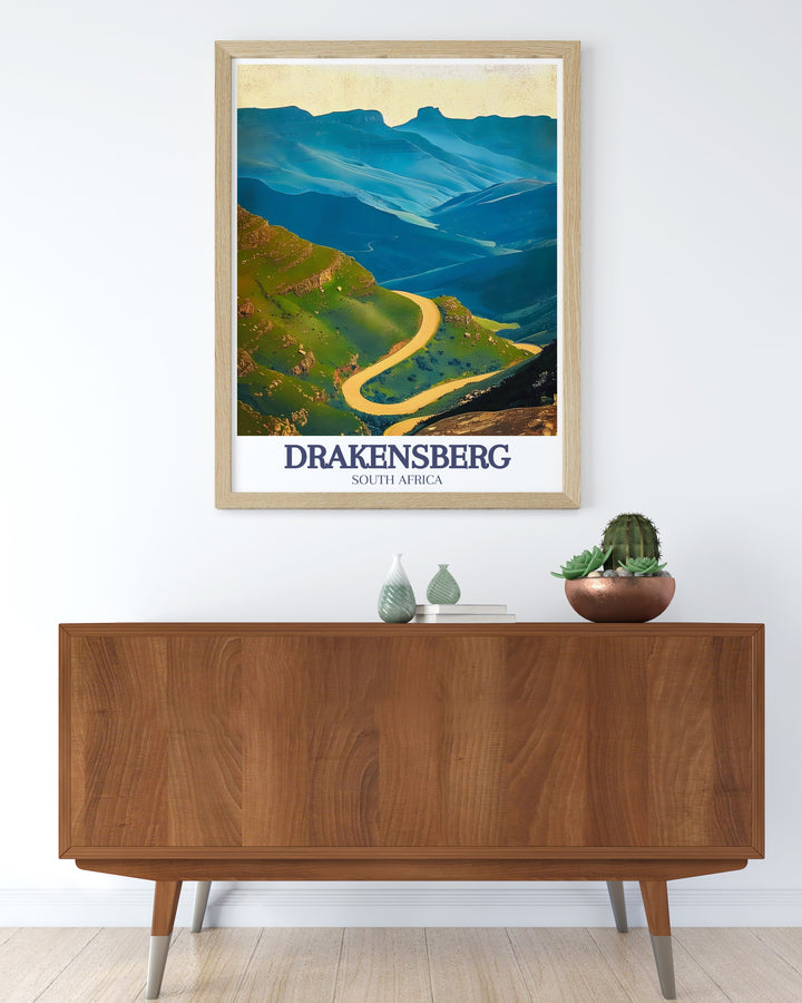 The iconic Amphitheatre and rugged landscapes of Royal Natal National Park come to life in this vibrant canvas art. Perfect for those who love South Africas natural beauty, this piece is an ideal gift for travelers and nature lovers.