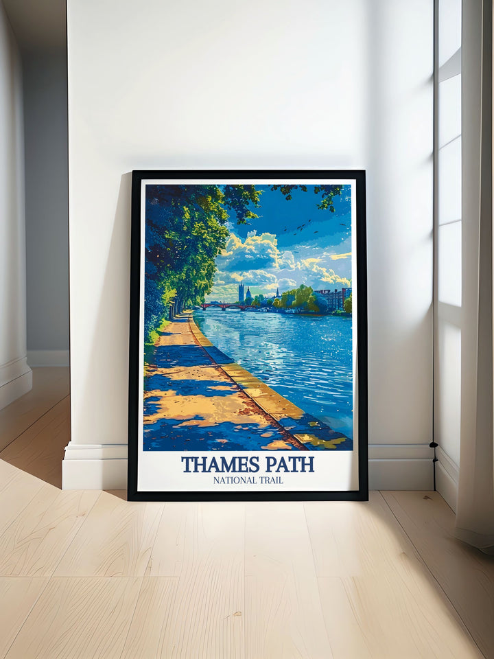 Stunning River Thames, Big Ben travel poster showcasing the iconic landmarks and picturesque views of London perfect for home decor and capturing the timeless beauty of the citys rich history and vibrant scenery