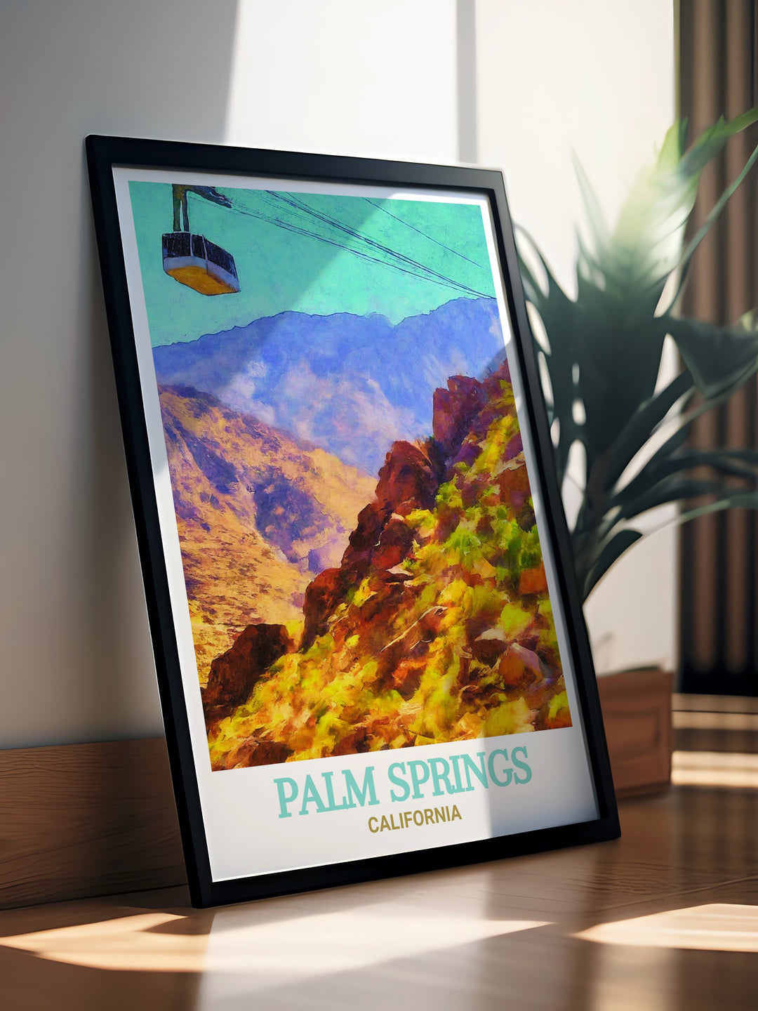 Palm Springs and Yellow Hotel travel art capturing the vibrant landmarks in exquisite detail. This print brings the beauty of Palm Springs architecture and natural landscapes into your home, making it a perfect gift for art and travel enthusiasts.