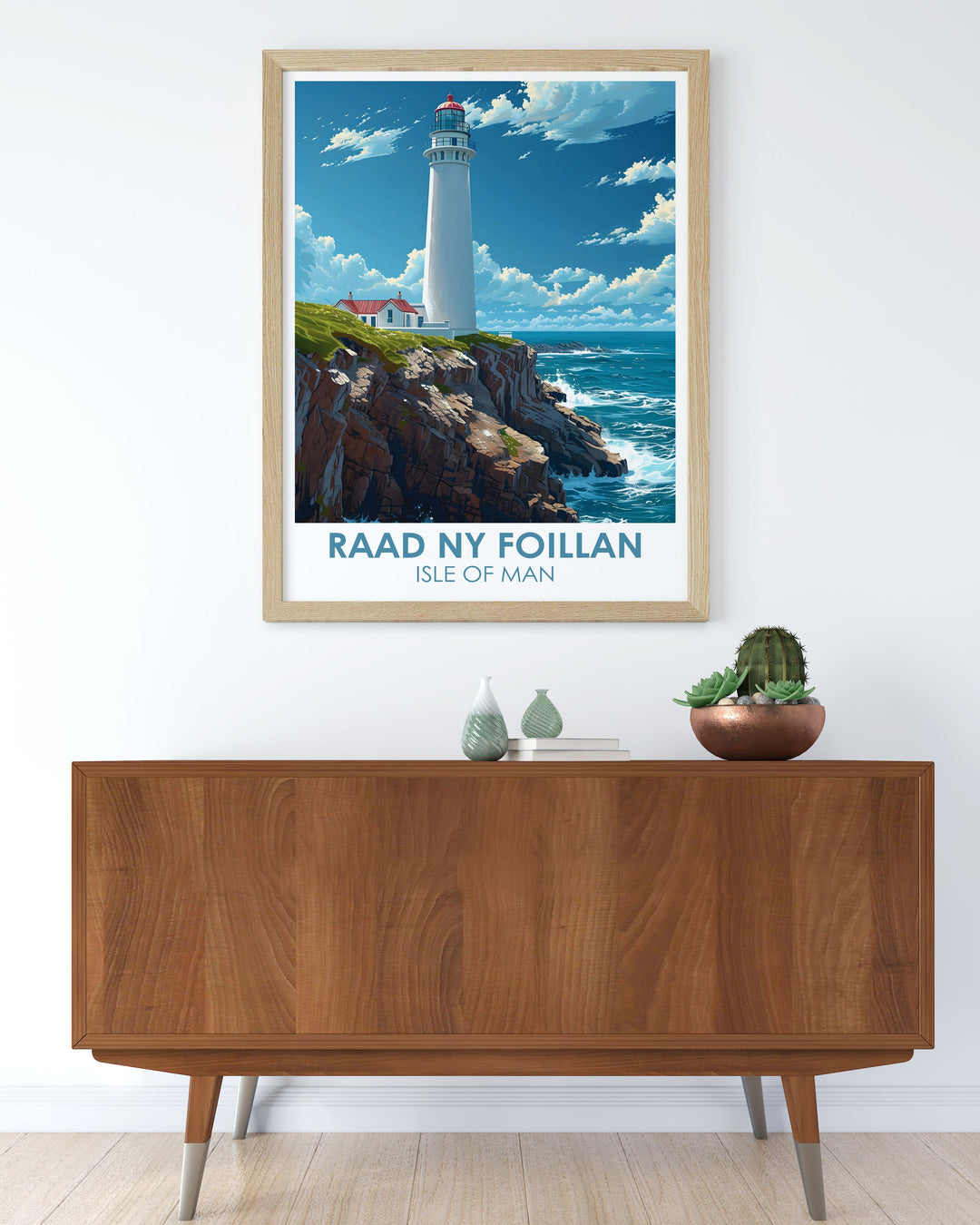 Manx Travel Poster featuring The Sound artwork highlighting detailed coastal paths and historical landmarks perfect for stylish wall decor and adding a touch of elegance