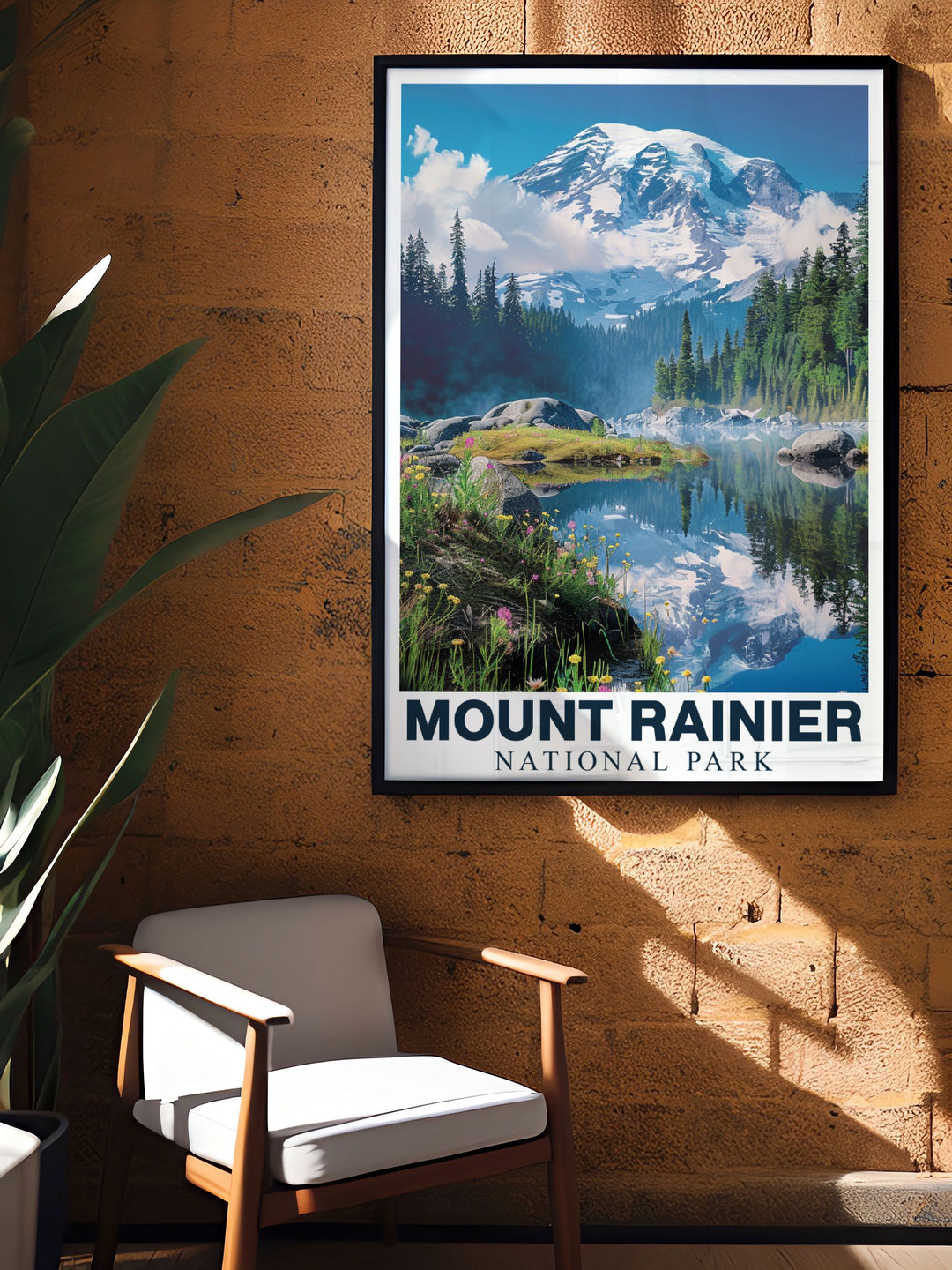 Cascade Range print featuring Mount Rainier perfect for those who cherish vintage travel prints and retro travel posters this artwork brings a blend of history and natural beauty into your home