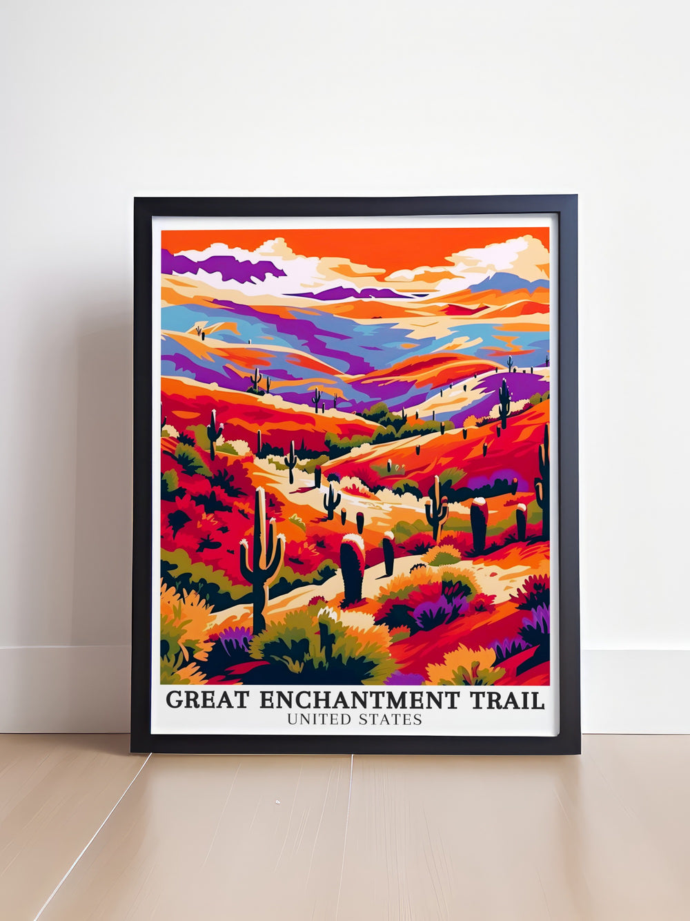 Arizona landscape art. Capturing the breathtaking views of Arizonas landscapes and the serene beauty of Saguaro National Park, this scenic art is perfect for anyone looking to enhance their home with the beauty of the American Southwest. Ideal for wall decor.