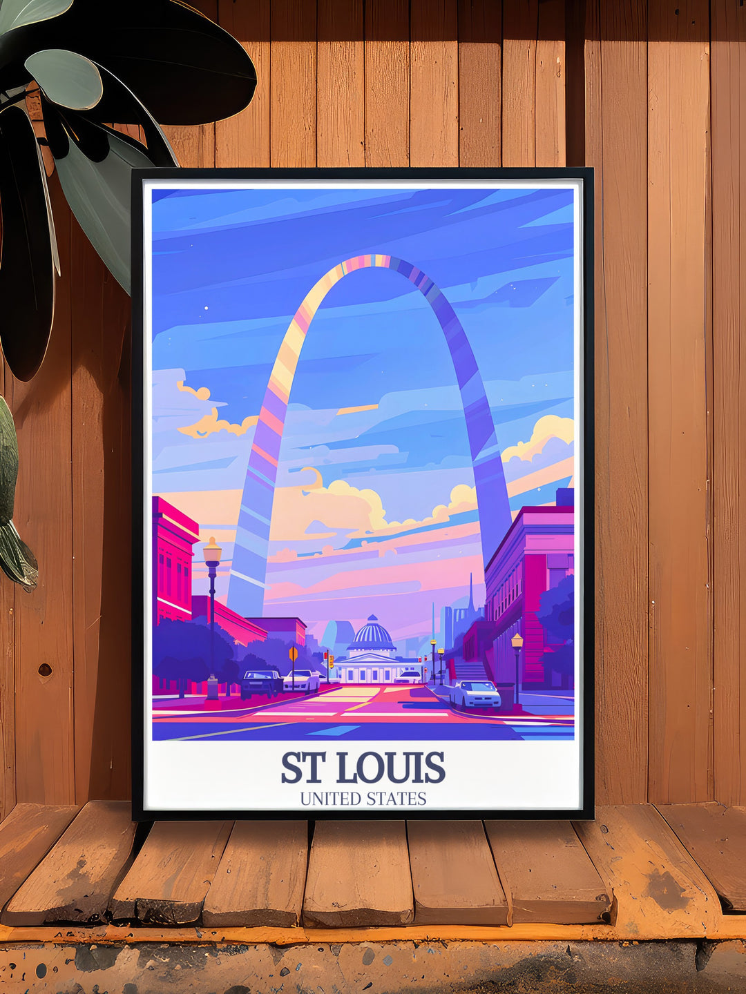 Modern Gateway Arch and Old Courthouse print from St Louis perfect wall decor for contemporary homes and offices stunning city art print that blends historical significance with artistic beauty making it a great addition to any space