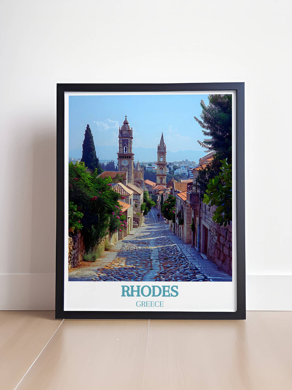 Greece Island Print featuring Rhodes Old Town UNESCO World Heritage Site highlights the beauty and history of this iconic landmark. This high quality print captures the essence of Rhodes Greece and makes an excellent addition to your living space or as a gift for those who appreciate fine art and travel.