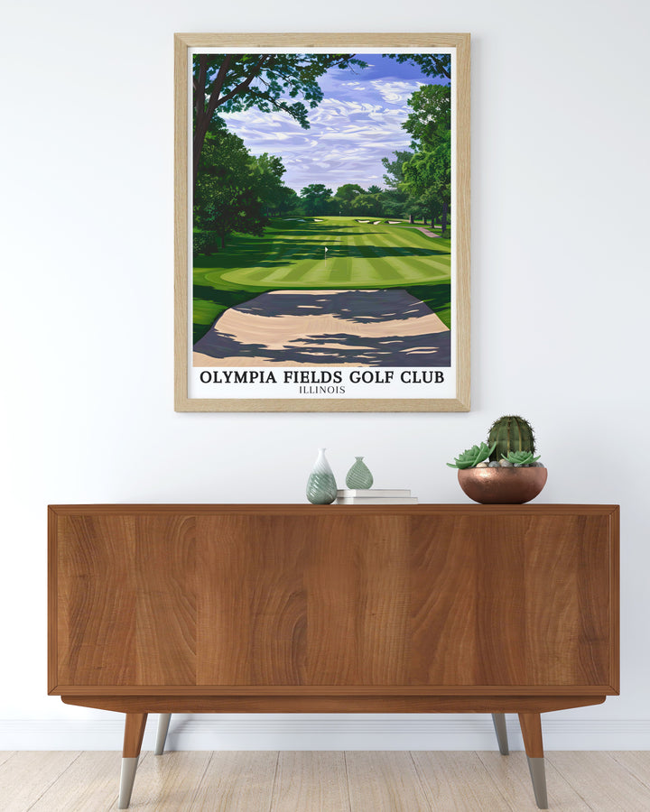 Olympia Fields Golf Art Print with a focus on Fairways South Course a striking piece of Golf Artwork that brings the serenity and prestige of the golf course into your living space ideal for anyone looking to add a refined touch to their decor