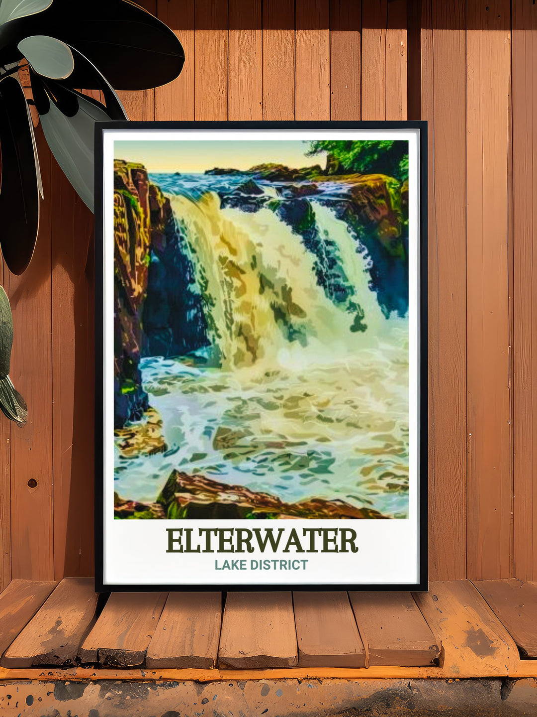 Skelwith Force artwork showcases the majestic waterfall in Cumbrias Lake District. This stunning print is a wonderful gift for outdoor enthusiasts or anyone who appreciates nature inspired wall decor.