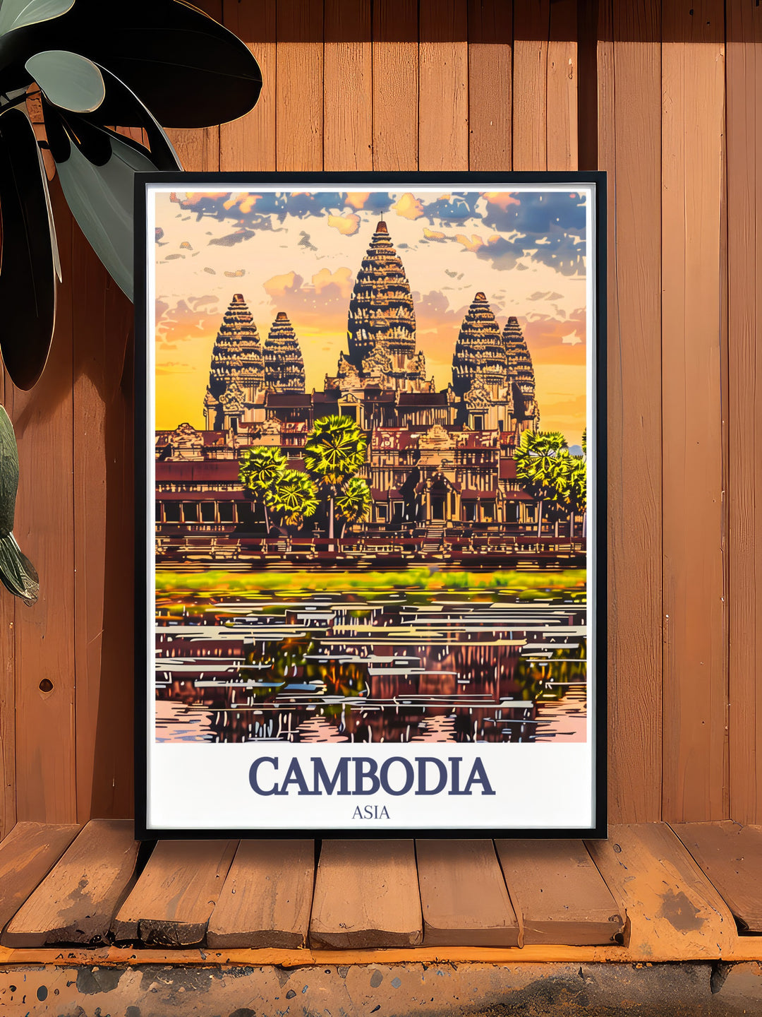 Bring the splendor of Angkor Wat Khmer architecture into your home with this stunning poster. Perfect for showcasing Cambodias rich history and cultural heritage. This detailed artwork is a beautiful representation of Siem Reaps iconic temple.