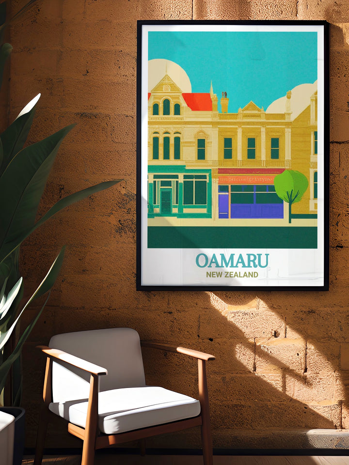 Victorian Canvas Art highlighting the stunning architecture of Oamarus Victorian Precinct. This canvas art piece is ideal for those who love New Zealands history and want to bring its vibrant past into their home decor.