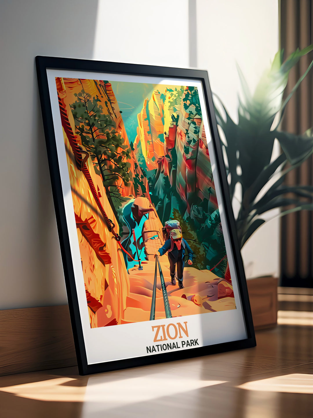 Angels Landing artwork capturing the serene beauty of this famous landmark in Zion National Park ideal for transforming your space with refined and elegant mountain imagery perfect for any setting