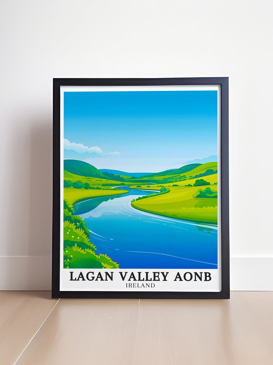 Bring the serene beauty of the Mourne Mountains River Lagan into your home with this elegant home decor. The Lagan Valley AONB is a breathtaking area in Northern Ireland and this stunning living room art piece showcases its timeless natural landscape.