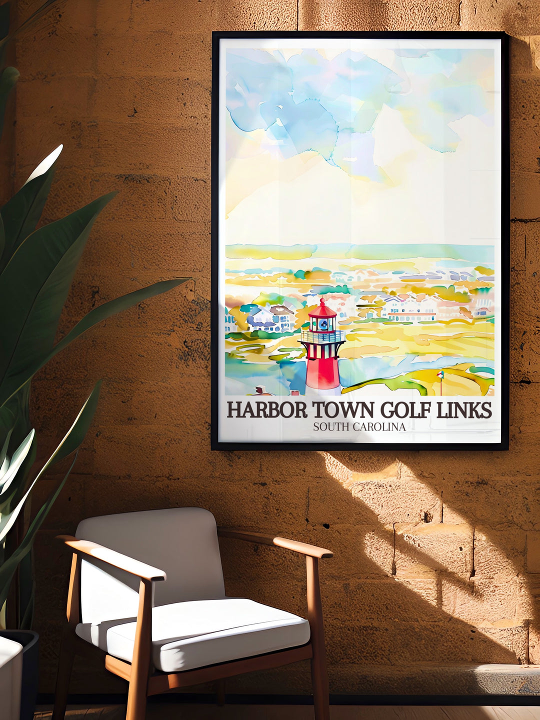 Our Harbour Town Lighthouse travel print offers a stunning view of one of golfs most iconic settings. This canvas art highlights the beauty of the lighthouse alongside the Harbor Town Golf Links, making it ideal for golf fans and coastal scenery lovers alike.