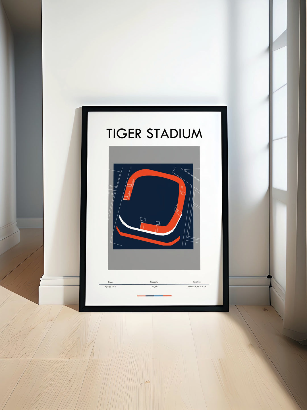 LSU Tiger Stadium Poster Print showcasing the dynamic energy of college football at LSU Tiger Stadium in Louisiana capturing the excitement and passion of LSU Tigers football with vibrant colors and detailed design