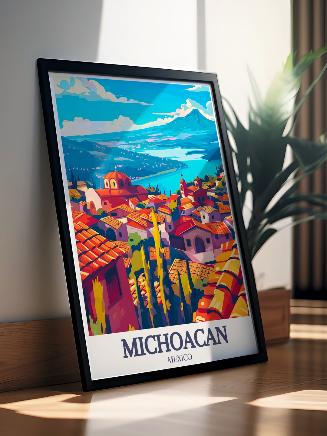 Celebrate Michoacáns natural wonders with this Paricutín Volcano and Patzcuaro Lake travel print. The vintage design and bold colors make this poster a striking piece of wall art, ideal for guest rooms or living spaces. Perfect for nature lovers and travel enthusiasts alike.