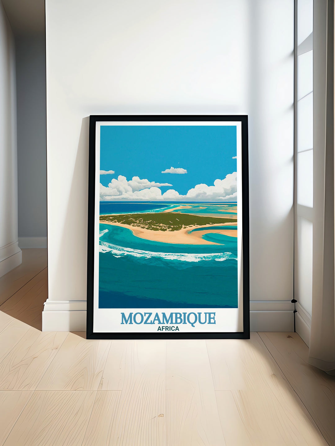 Celebrate Africas beauty with this Bazaruto Archipelago Travel Print. Perfect for your home or office, it brings Mozambiques tropical charm into any space.