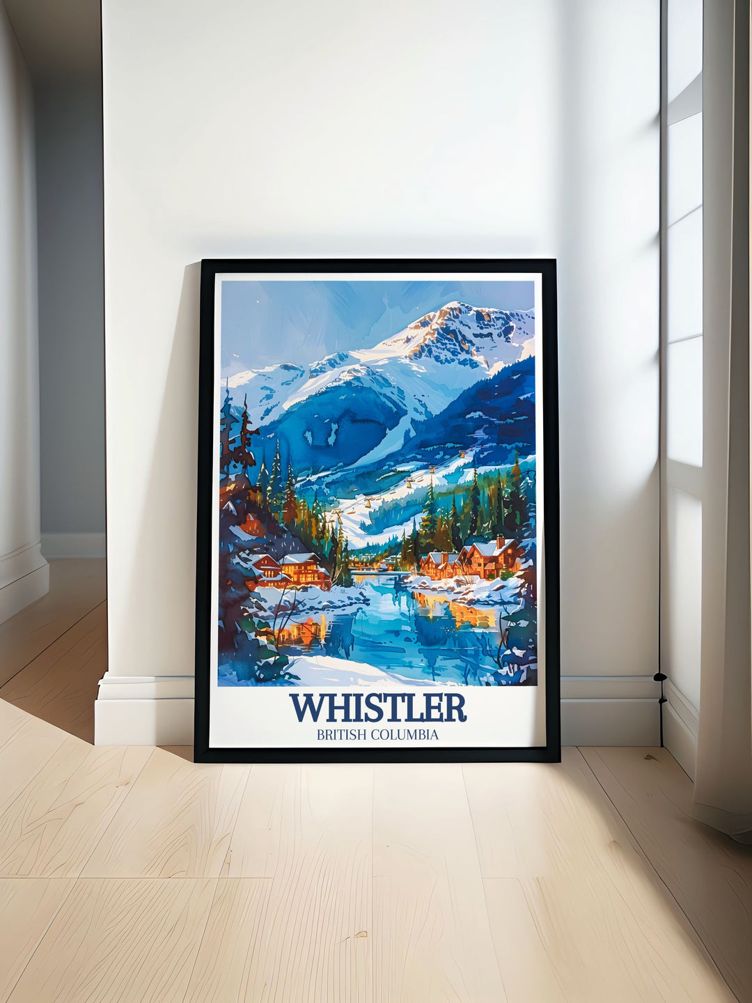 Coast Mountains travel poster showcasing the breathtaking beauty of the Canadian wilderness with vibrant colors and intricate details perfect for adding a touch of natures splendor to any home or office decor