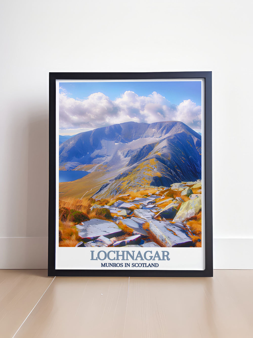 Lochnagar Summit Wall Art featuring the stunning landscapes of the Scottish Highlands with detailed vintage prints of iconic peaks such as Lochnagar Munro and Beinn Chìochan Munro ideal for adding a touch of wilderness to any living space