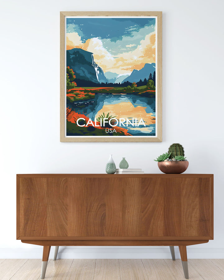 Highlighting the natural splendor of the Cascade Range, this travel poster captures the diverse landscapes and wildlife that make this region a paradise for adventurers and photographers. Perfect for those who appreciate the beauty of Northern Californias wilderness.