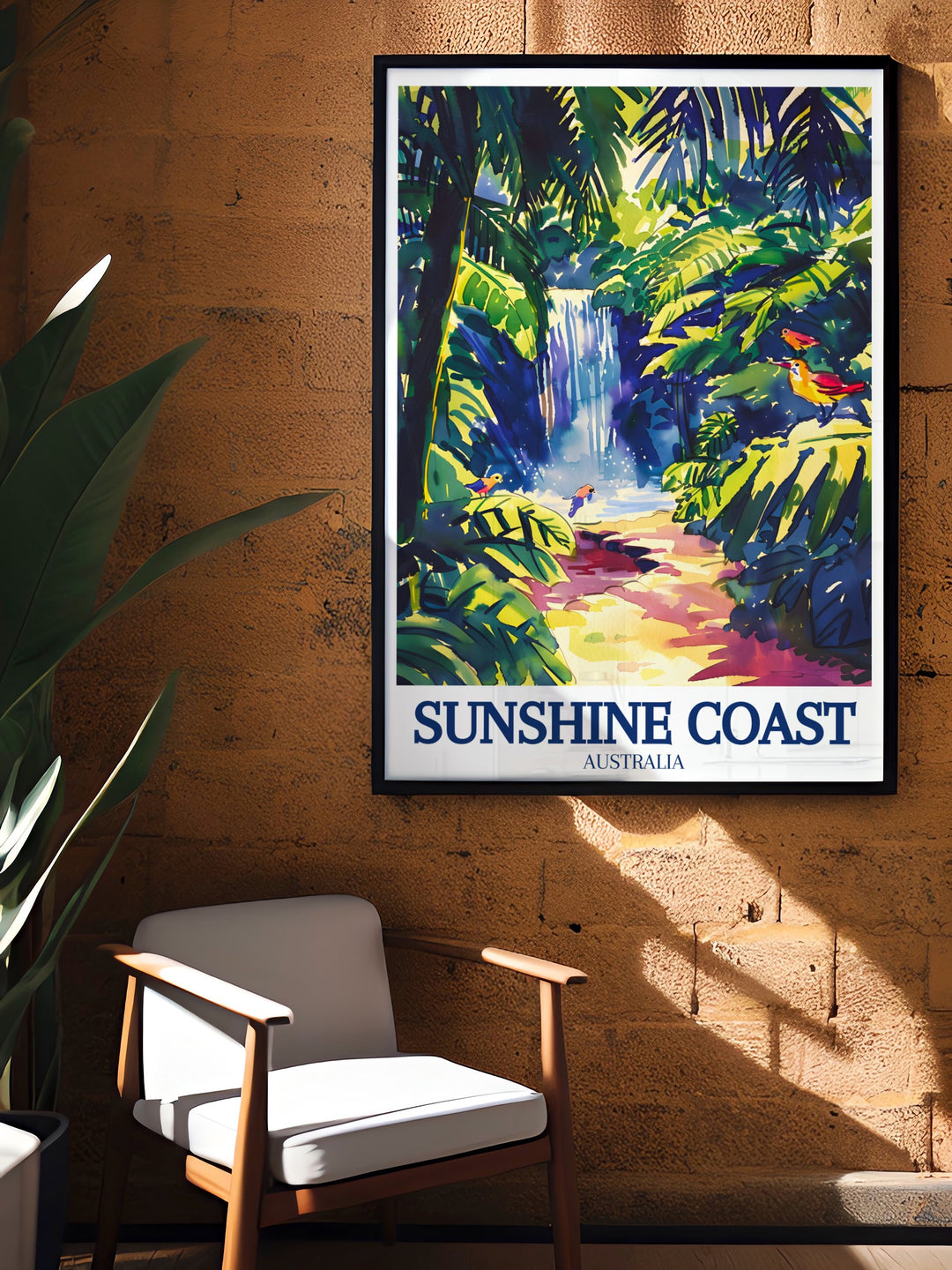 Captivating Sunshine Coast hinterland Twinfalls stunning prints ideal for enhancing your home decor with vibrant colors and intricate details of Australias natural wonders