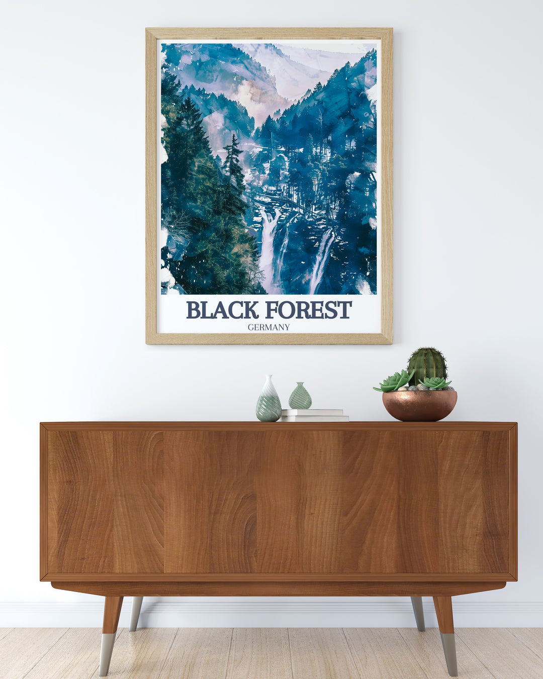 A mesmerizing Schwarzwald Print of Triberg Waterfalls, Baden Württemberg perfect for adding a touch of nature's beauty to any room this Black Forest Artwork makes an ideal gift for travelers and nature enthusiasts looking to bring a piece of Germanys enchanting forest into their home