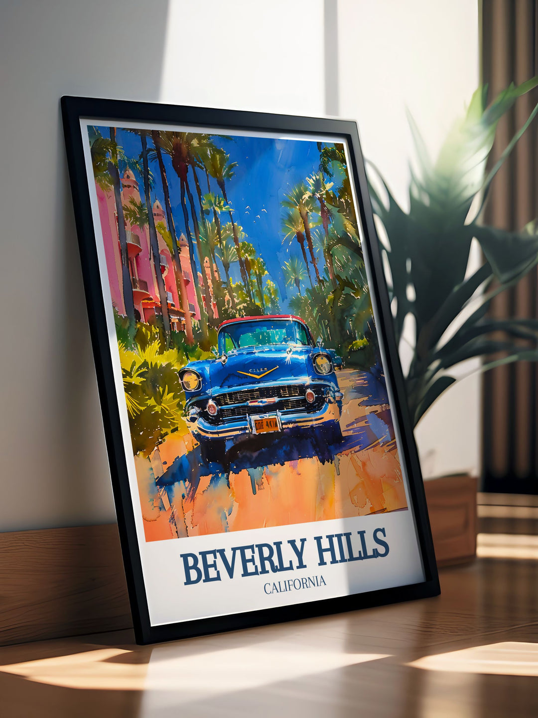 Detailed digital download of Beverly Hills and Hollywood, featuring the luxurious Beverly Hills Hotel and the excitement of Hollywood. Ideal for any art collection or as a memorable travel keepsake.