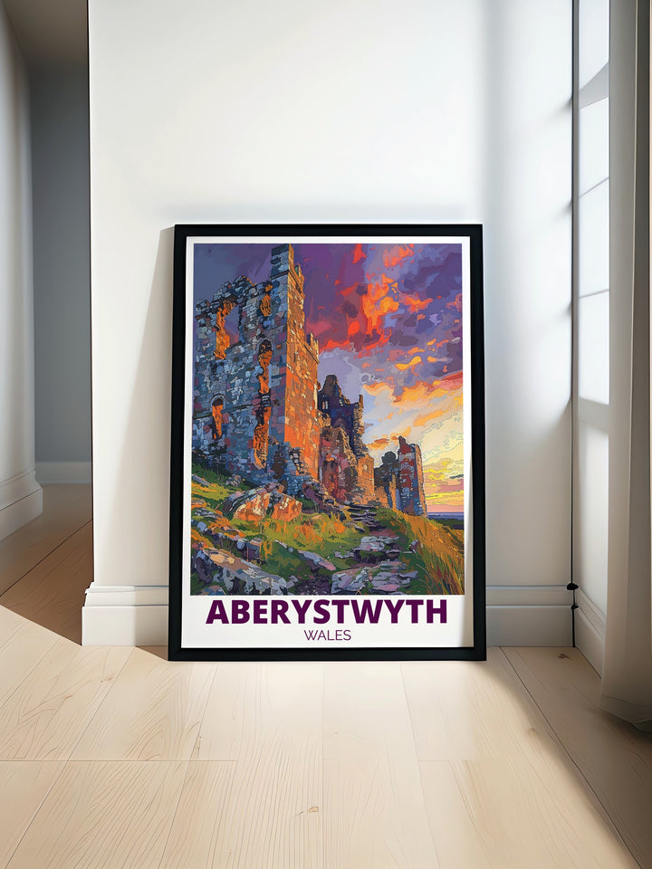 This Wales canvas art captures the stunning beauty of Aberystwyth and its surrounding landscapes. Featuring the ruins of Aberystwyth Castle, this travel print is perfect for adding a touch of Welsh heritage and elegance to your home décor.