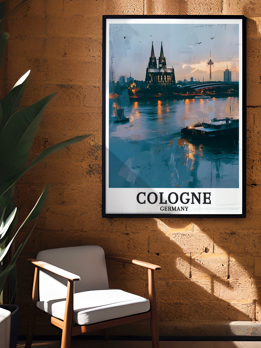 Cologne Cathedral and Rhine River stunning living room decor showcasing Germanys rich history and architectural marvels this art print is the ideal piece to complement Berlin travel art and enhance your collection of Germany travel gifts and home decor