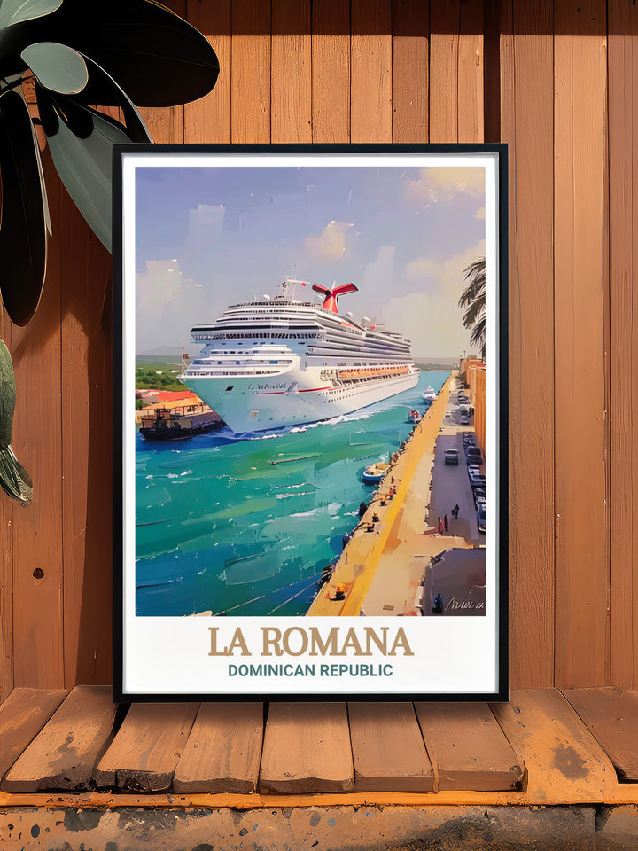 Coastal charm and cultural vibrancy meet in this travel print of La Romana Port, bringing the beauty of the Caribbean into your living space.