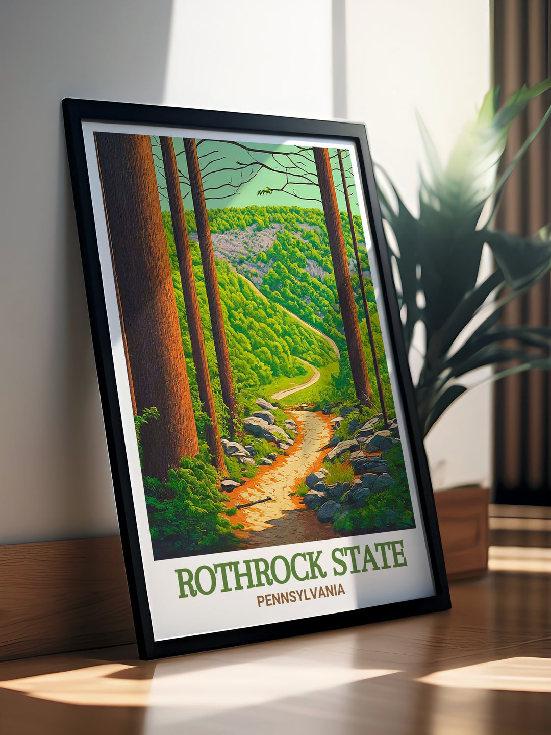 Celebrate Pennsylvanias natural beauty with this Rothrock State Forest travel poster. Showcasing the scenic trails, its a perfect addition to any home decor or a thoughtful gift for nature lovers.