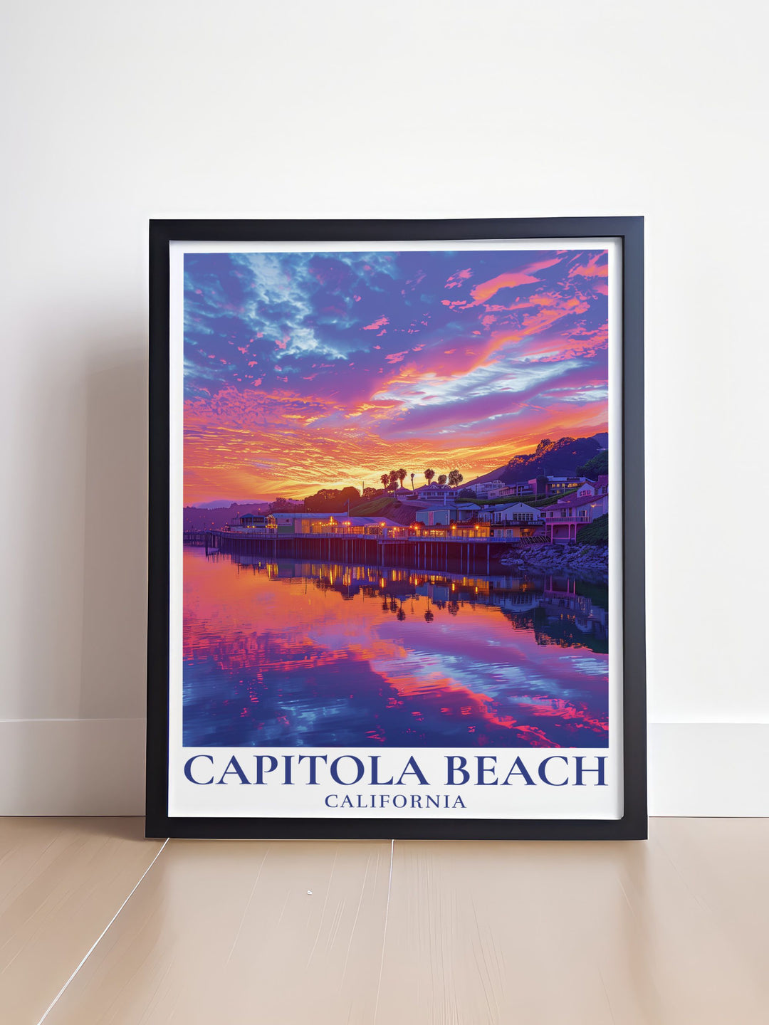 Elegant Sunset over Capitola Wharf Decor capturing the magic of a perfect evening at Capitola Beach a timeless piece of California Art that makes a wonderful gift for any occasion from birthdays to anniversaries