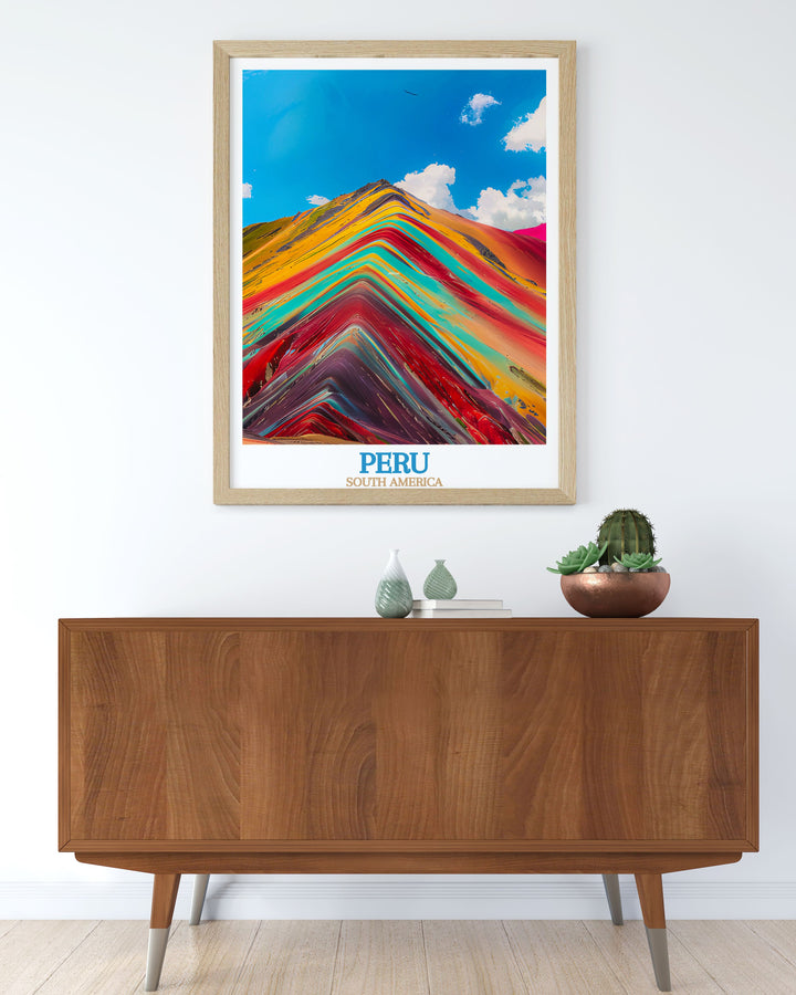 Discover the allure of Rainbow Mountain with our elegant home decor collection featuring Peru city prints and stunning wall decor