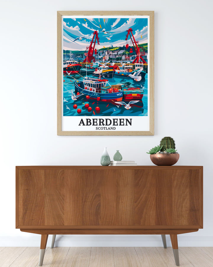 Port of Aberdeen Framed Art showcasing the historical significance and ongoing importance of this landmark. The artwork brings the ports rich history to life, making it an excellent choice for those who appreciate Scotlands maritime heritage