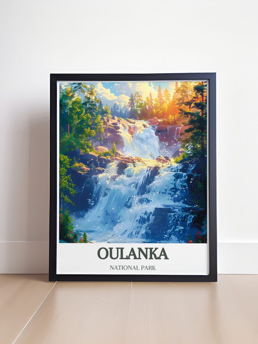 Scandinavian Art print of Kiutakongas Rapids offering a breathtaking view of the rapids located in Oulanka National Park ideal for nature lovers and art enthusiasts looking to elevate their home decor with a touch of Nordic beauty