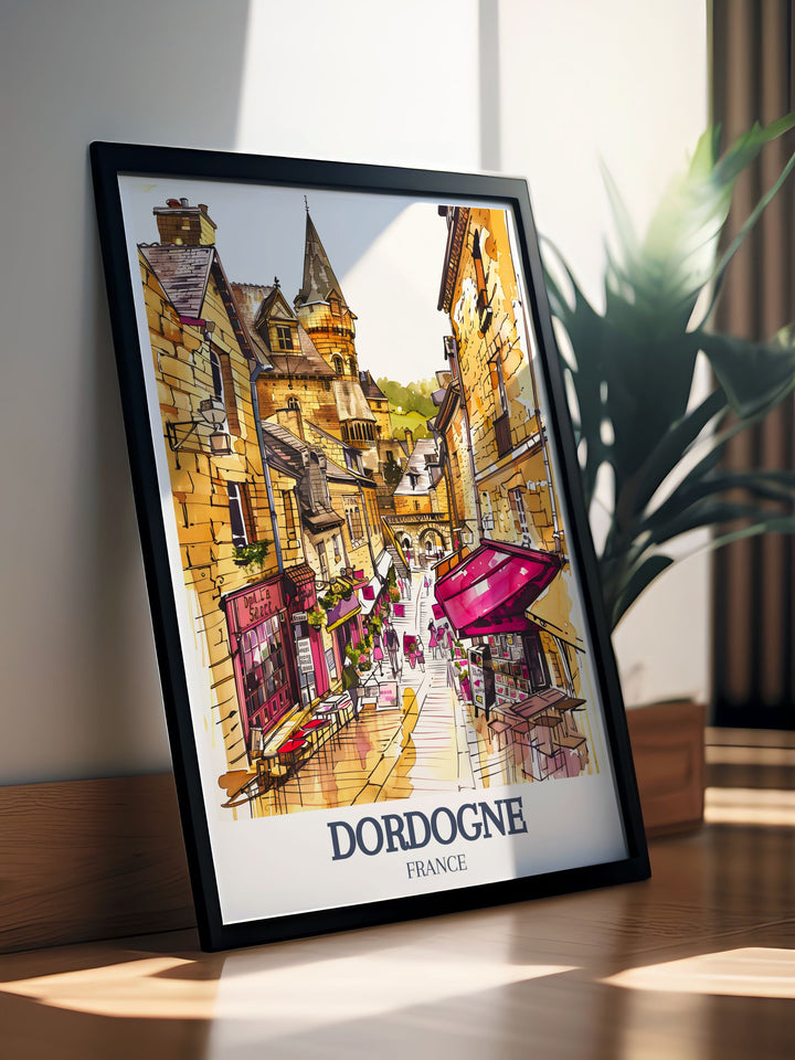 Exquisite Sarlat la Caneda, Cathedral of Saint Sacerdos at Sarlat wall art featuring detailed drawings and illustrations ideal for enhancing any France home decor collection