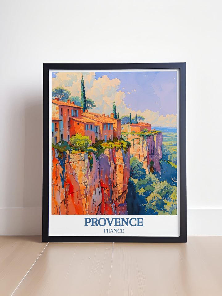 Our France Art Print collection features the breathtaking Roussillon Ochre Village offering a unique and elegant touch to your home decor with its vibrant colors and intricate details.