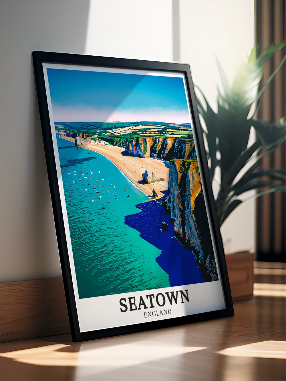 Jurassic Coast Eype Beach and Seatown Beach art prints bring a coastal vibe to any room. These stunning prints capture the beauty of Dorsets beaches perfect for creating a relaxing atmosphere or gifting to someone who loves the seaside