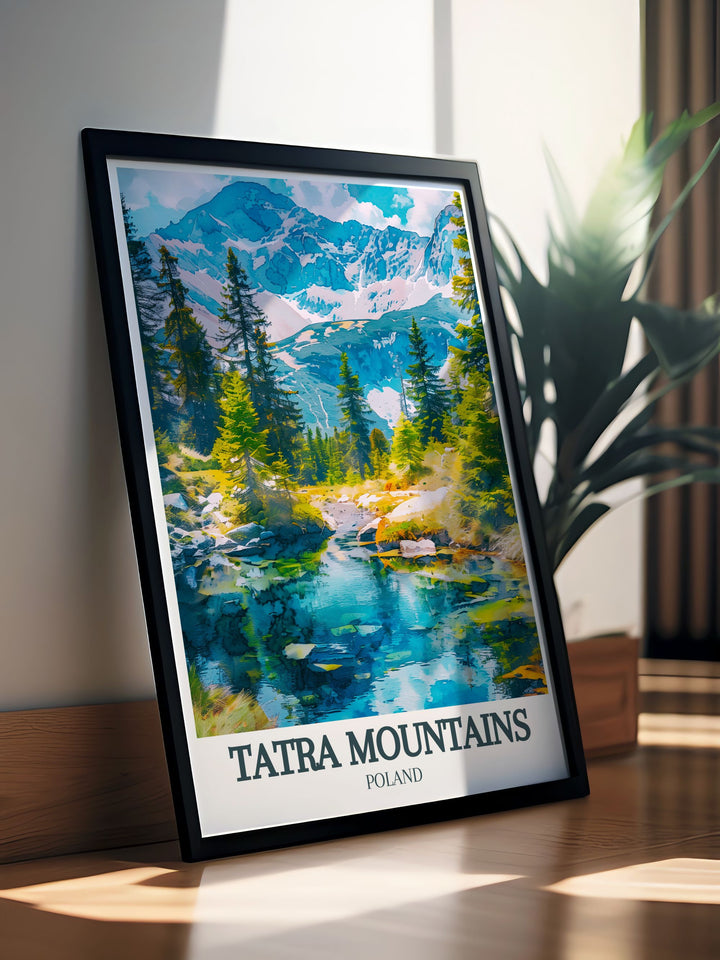 Morskie Oko and Rysy Peak Wall Art displaying the impressive Tatra Mountains with intricate artwork ideal for transforming any room with the natural elegance and rugged beauty of the highlands