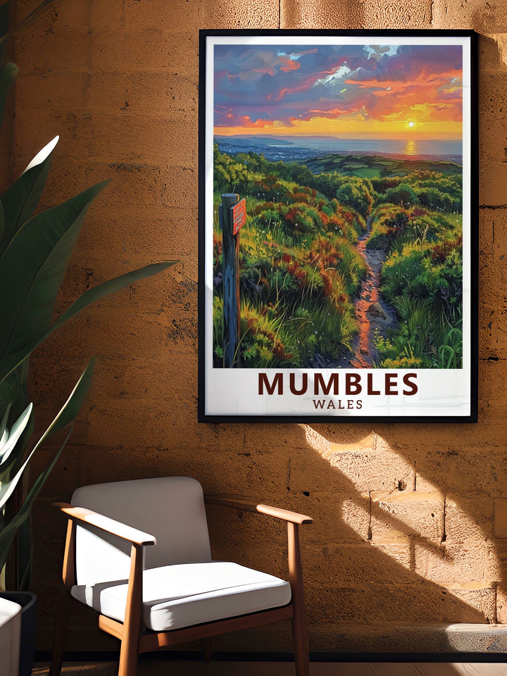 Create a serene atmosphere in your home with this beautiful Mumbles Hills Nature Reserve artwork featuring lush greenery and tranquil vistas perfect for modern decor