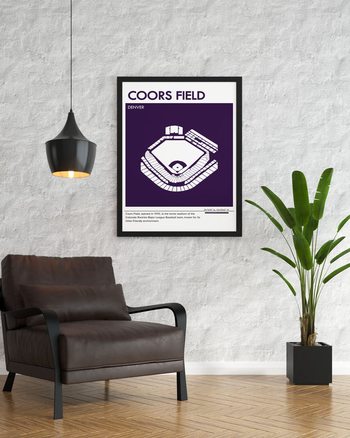 Modern COORS FIELD artwork featuring the dynamic energy of the Rockies Field ideal for home or office decor adding a touch of sophistication and sports pride to any space with its sleek design and vibrant colors