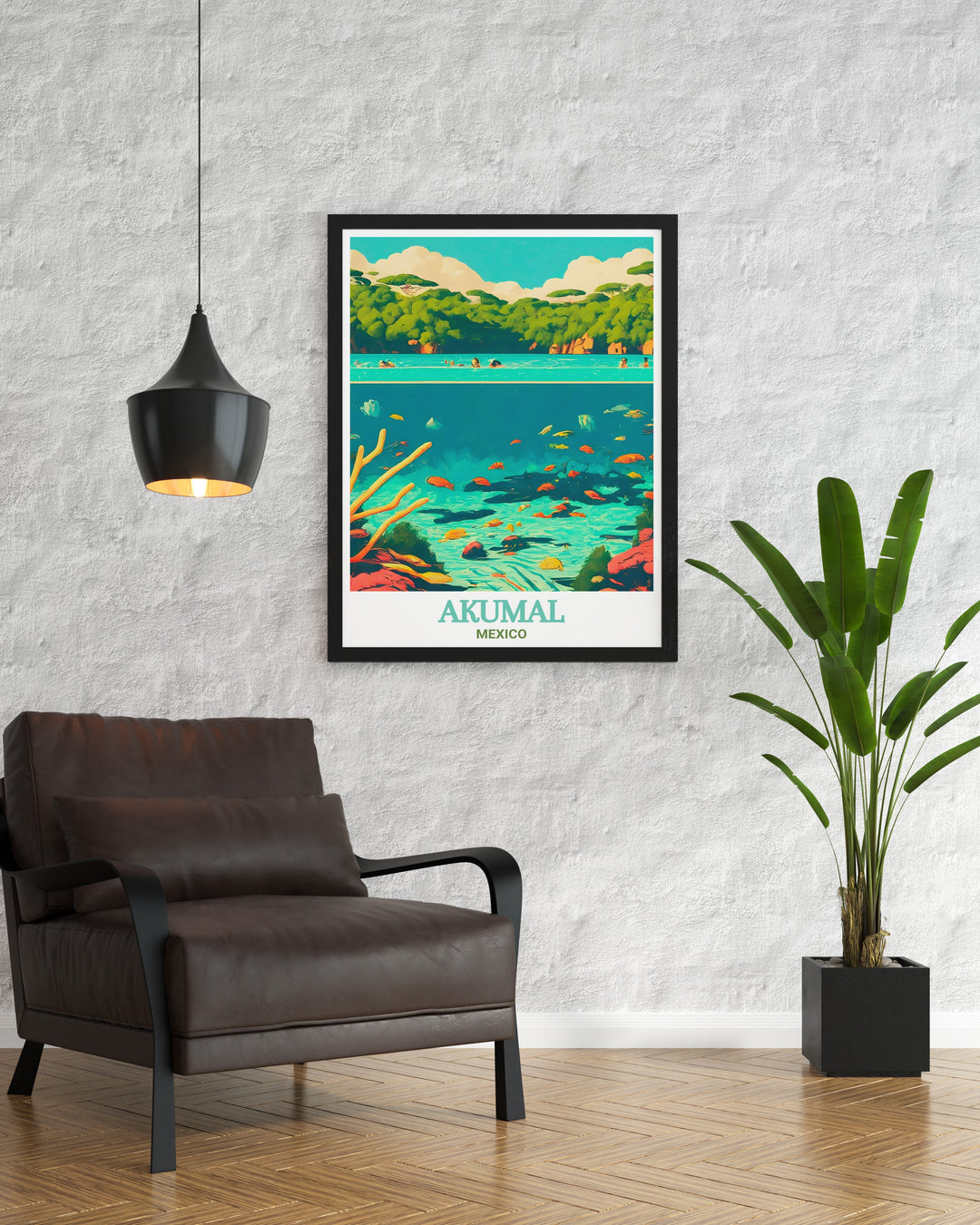 Colorful Akumal Poster featuring Yal Ku Lagoon ideal for elegant living room decor and thoughtful anniversary gifts