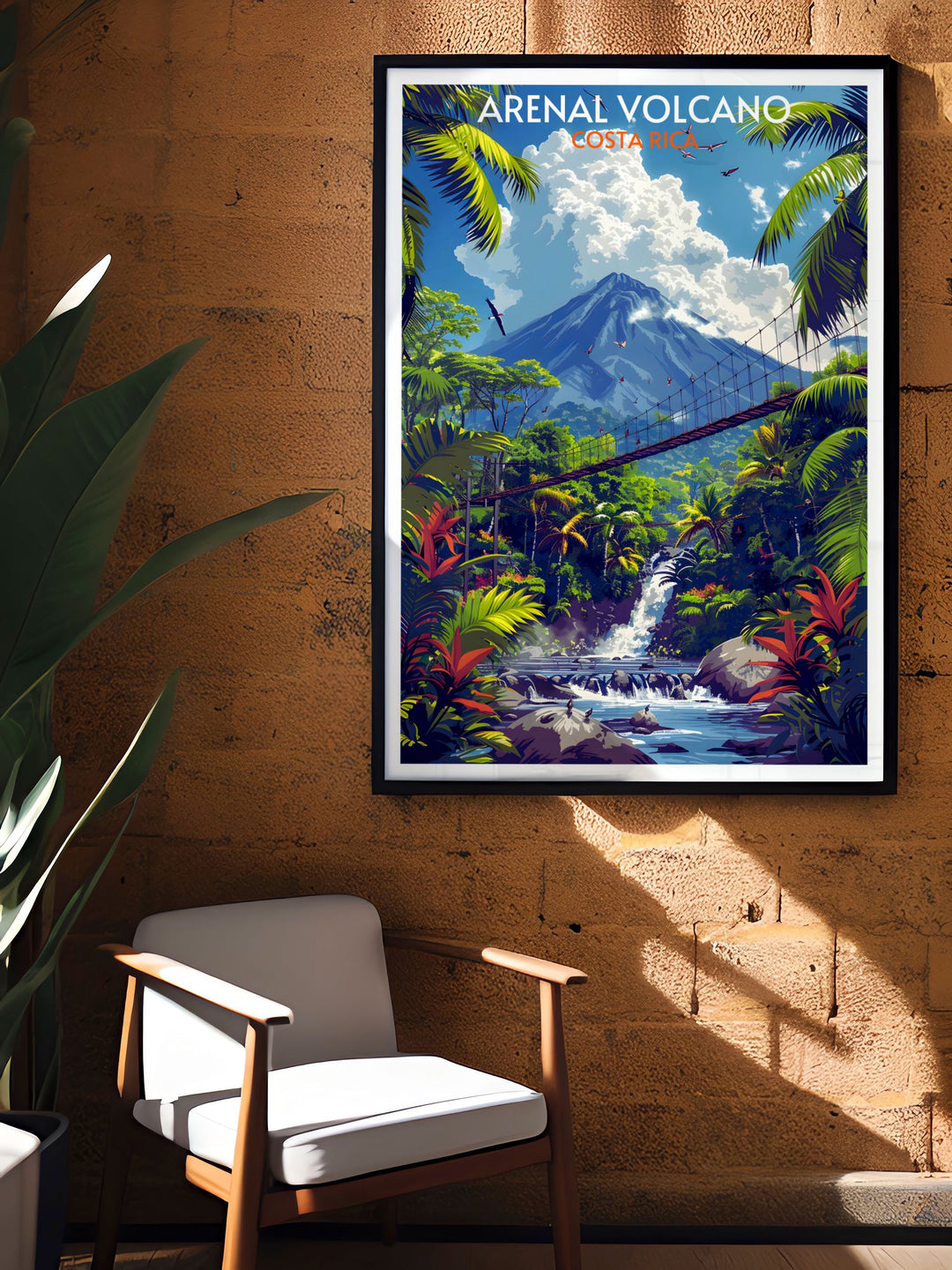 The Arenal Hanging Bridges captured in an art print, offering a unique perspective of the tropical biodiversity beneath.
