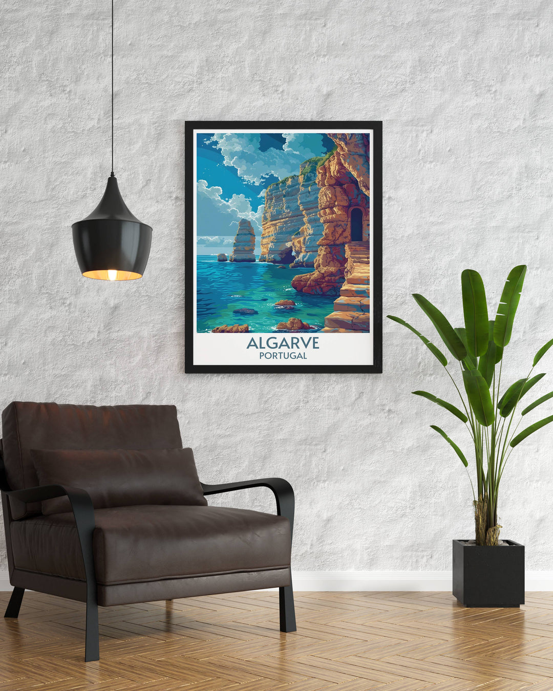Ponta da Piedade matted art print highlighting the picturesque scenery and natural beauty of this Algarve icon. Ideal for enhancing your home decor with a touch of coastal elegance or as a special gift.