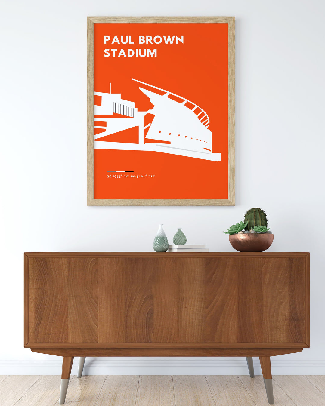 Paul Brown Stadium framed prints offer a bold tribute to Cincinnati Bengals with detailed artwork featuring Joe Burrow Joe Mixon and Tyler Boyd perfect for football fans looking to add vintage NFL poster style decor to their home or office space.