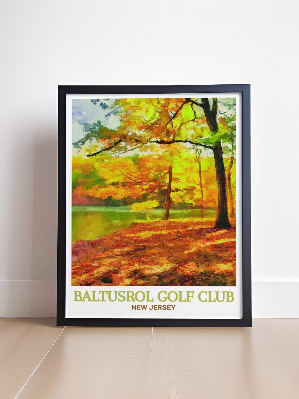 Baltusrol Golf Club Art Print showcasing the historic beauty of one of Americas most prestigious golf courses, paired with the natural serenity of Watchung Reservation. This print is perfect for golf enthusiasts and nature lovers, offering a detailed and vibrant representation of New Jerseys iconic landscapes.