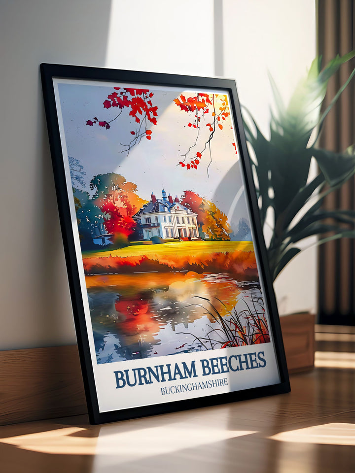 Captivating art print featuring Burnham Beeches and Kilnwood, highlighting the diverse landscapes and rich history of Buckinghamshire, ideal for any art collection.