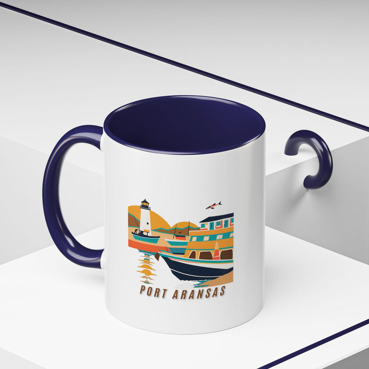 Enjoy a piece of Port Aransas Texas with this beautifully designed ceramic mug. Featuring vibrant artwork inspired by the town’s stunning beaches and lively waterfront, it is microwave and dishwasher safe, making it both practical and artistic.