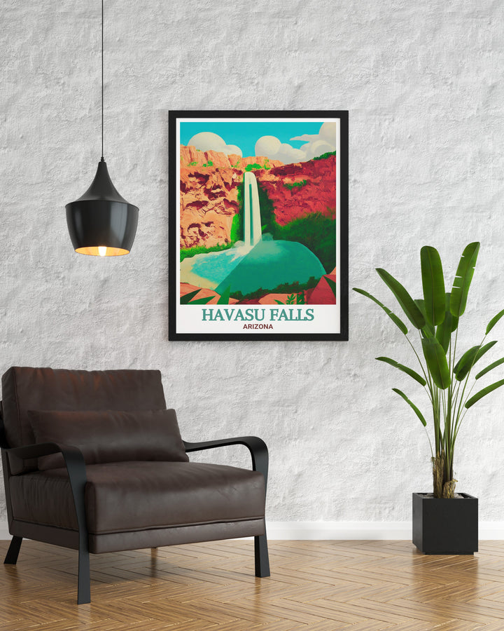 Havasu Falls wall art that captures the iconic waterfall in all its glory, with vibrant colors and intricate details that bring the natural wonder of Arizona into your living space.